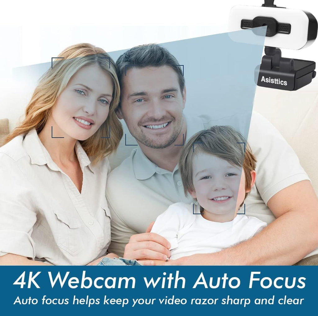 4K Webcam with Microphone and Ring Light E7918
