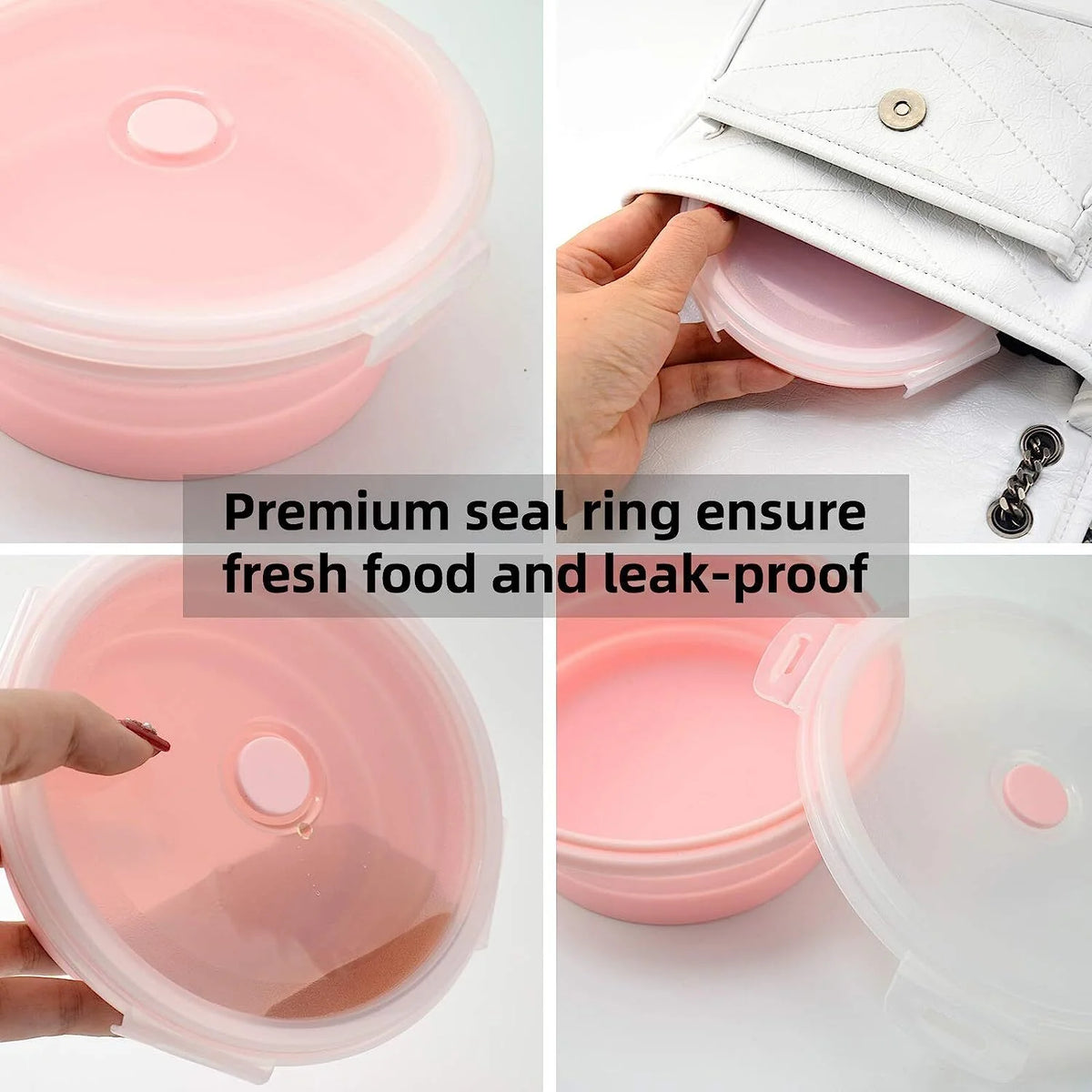Pink Silicone Collapsible Food Storage Containers, Set of 4 L9135