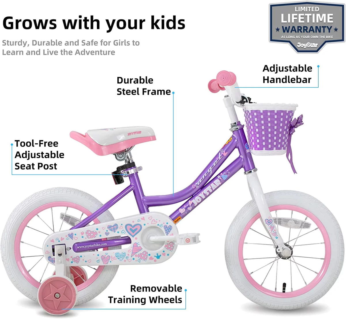12 14 16 18 Inch Kids Bike with Training Wheels & Basket N81937