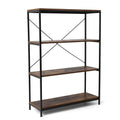 4-Tier Industrial Metal and Wood Bookcase H91505