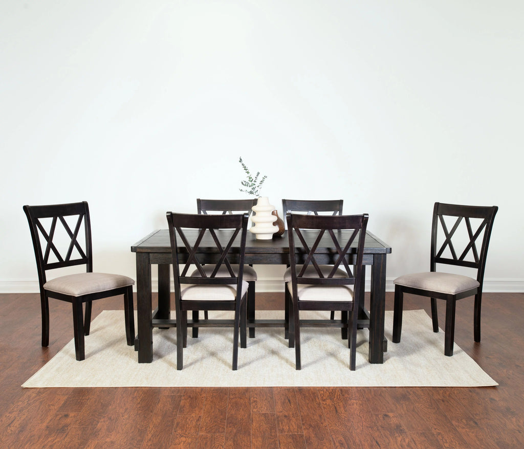 7-Piece Dining Set with 6 Cross-Back Chairs X802310