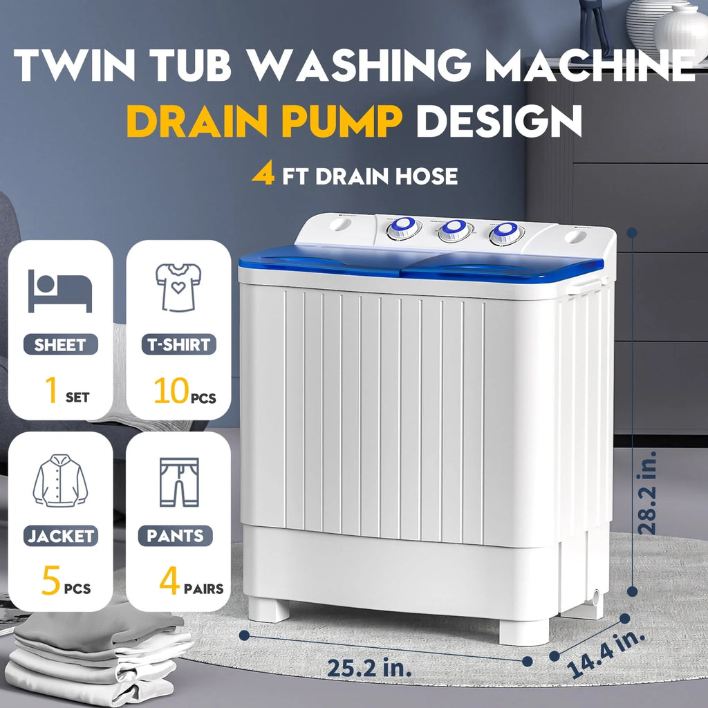 Portable 20lbs Twin Tub Semi-Automatic Washing Machine N57149