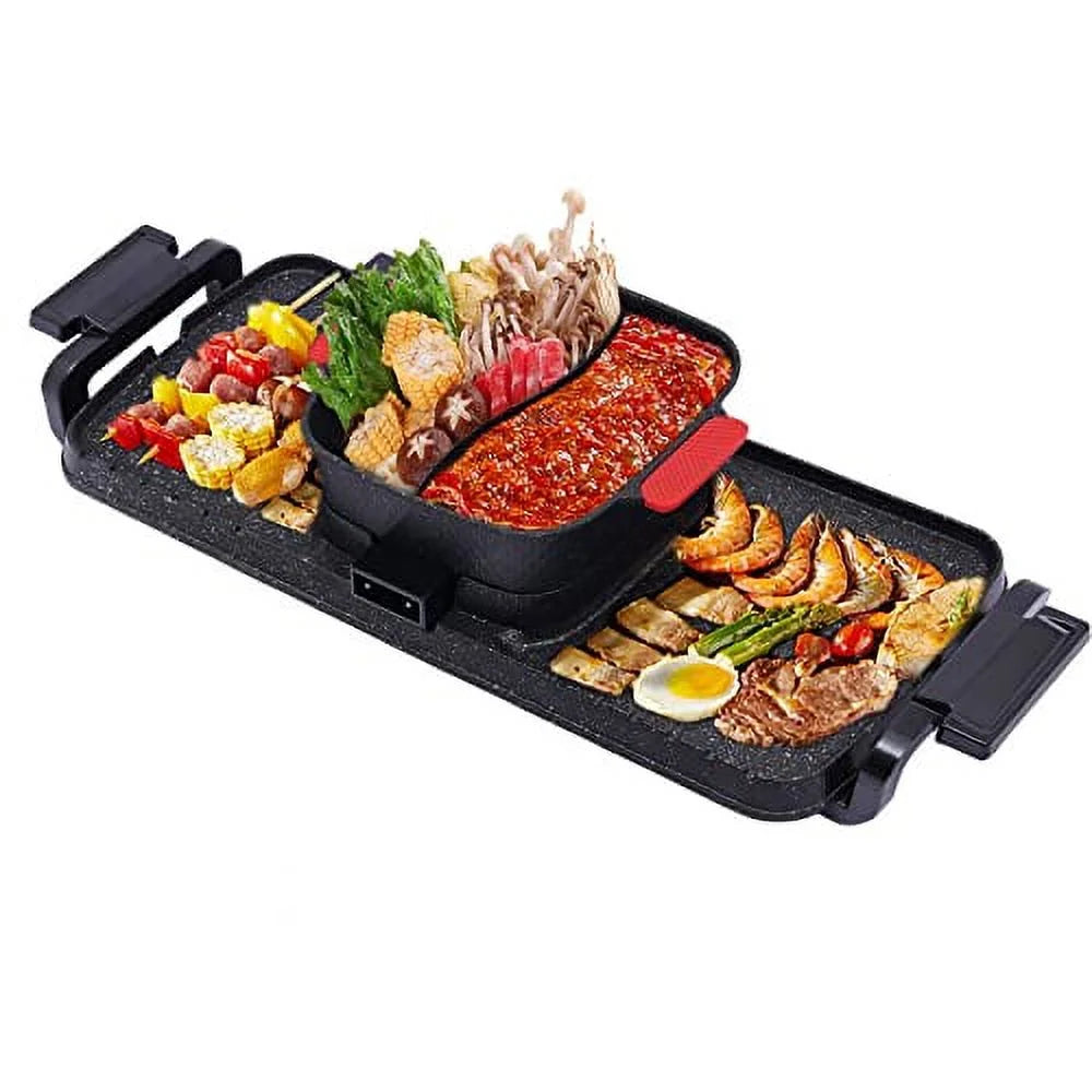2200W 2 in 1 Detachable Electric Smokeless Grill and Hot Pot Y935956