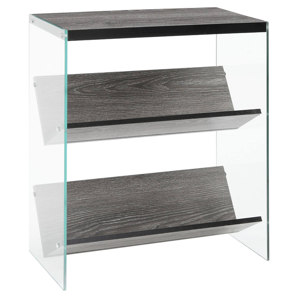 27.75x22 Weathered Gray Glass Bookcase O277875