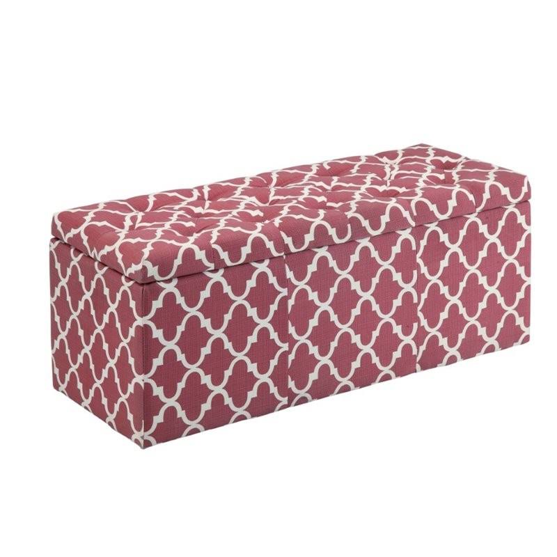 Red Fabric Storage Ottoman P851