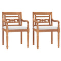 2 pcs Solid Teak Wood Chairs with Cushions P116