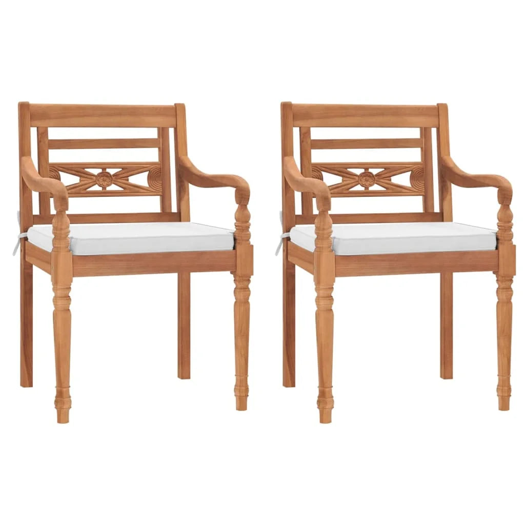 2 pcs Solid Teak Wood Chairs with Cushions P116