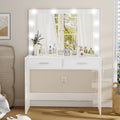 White Makeup Vanity Desk with Lighted Mirror and 2 Drawers R85126
