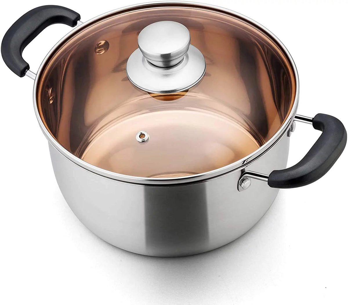 6 Quart Stainless Steel Stock Pot with Glass Lid O737193