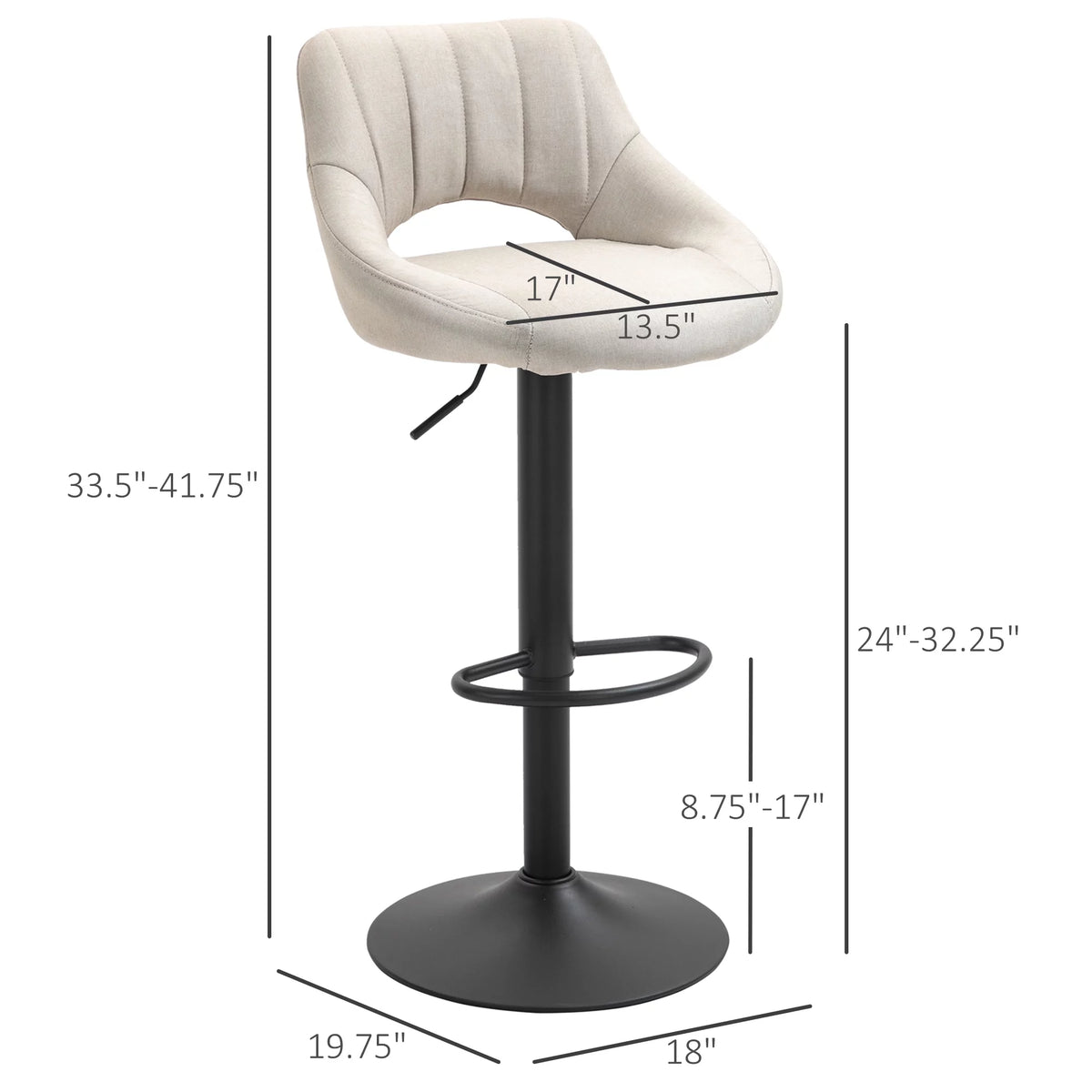 White Adjustable Height Swivel Bar Stool Set of 2 K462