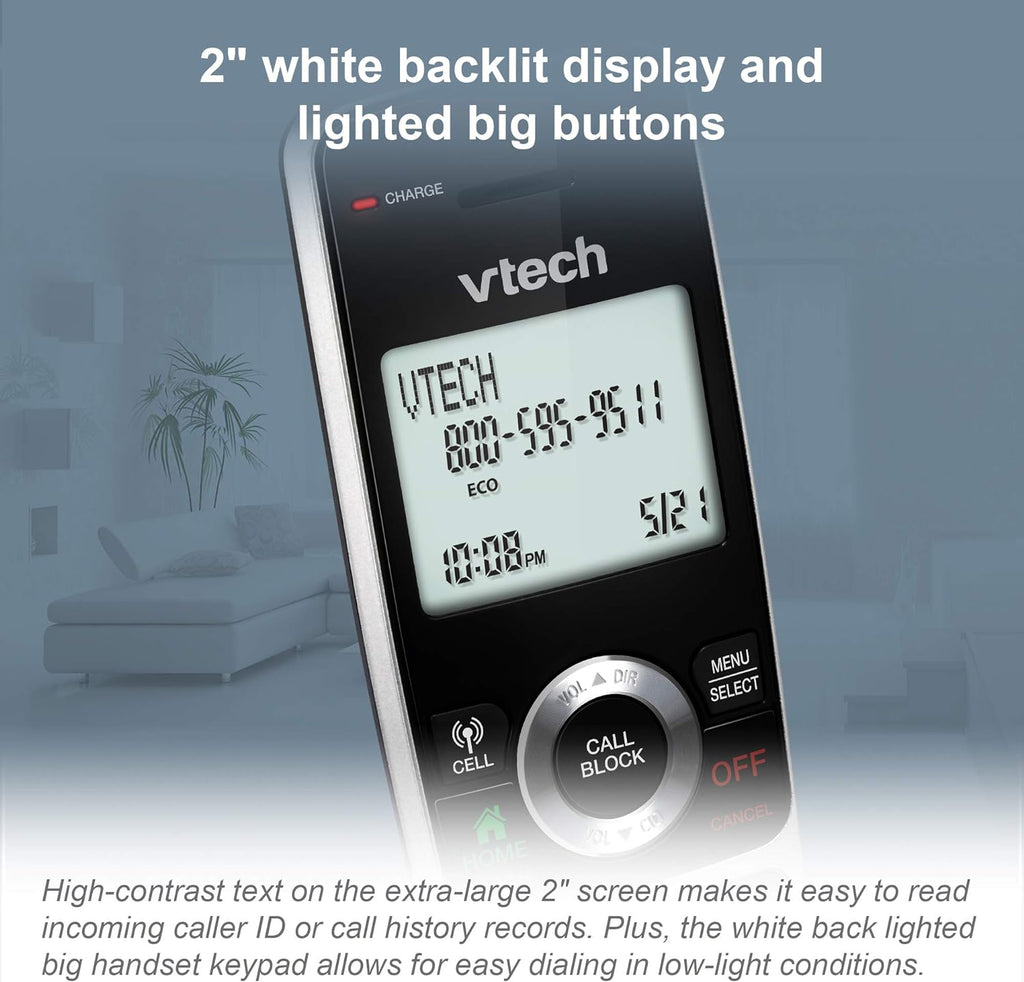 3 Handset Cordless Phone with Answering System, Silver & Black E755013