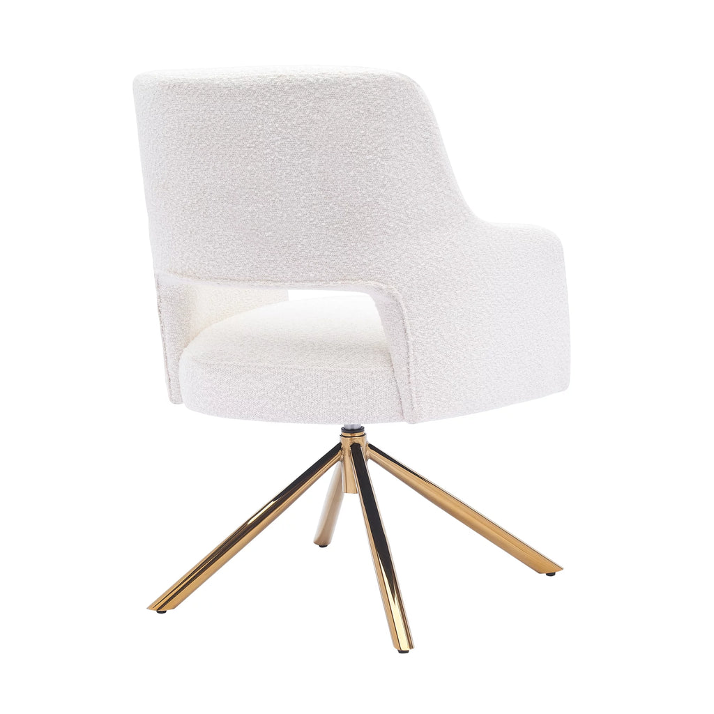 Cream Boucle Fabric Upholstered Swivel Accent Chair H872