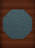 Teal Lines Stripes Area Rug 4' x 4' Octagon W113