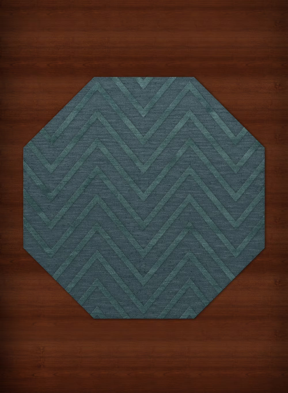 Teal Lines Stripes Area Rug 4' x 4' Octagon W113