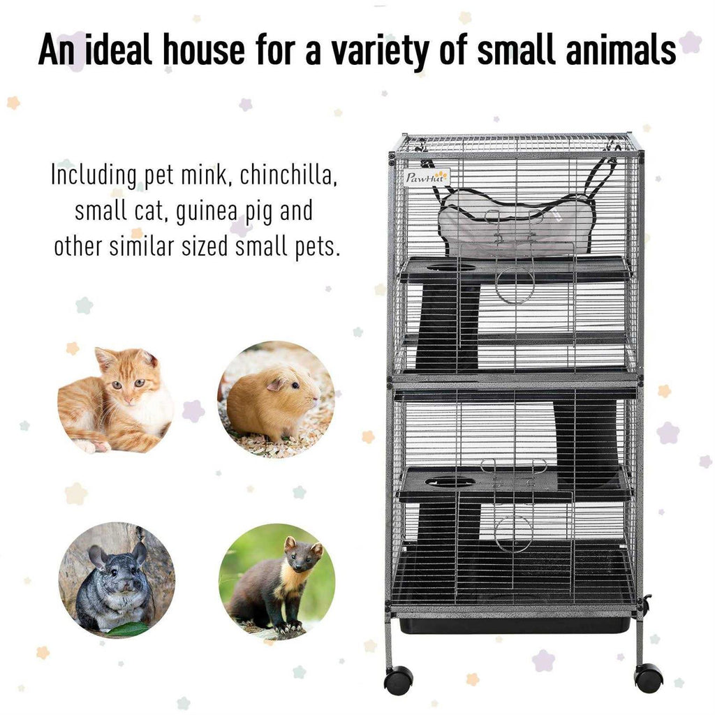 Small Animal Cage with Wheels and Hammock L9106
