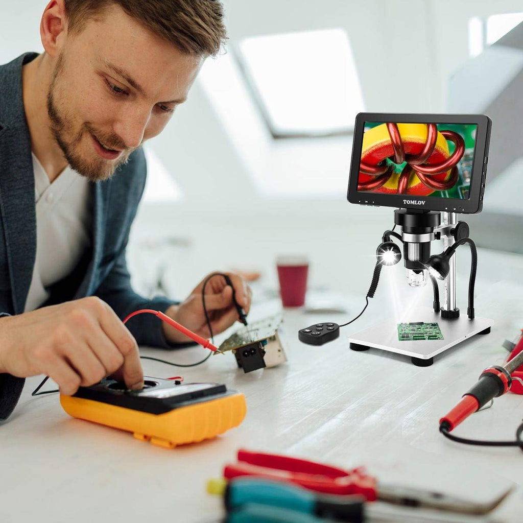 7" LCD Digital Microscope 1200X 1080P Video Microscope with Metal Stand N80822