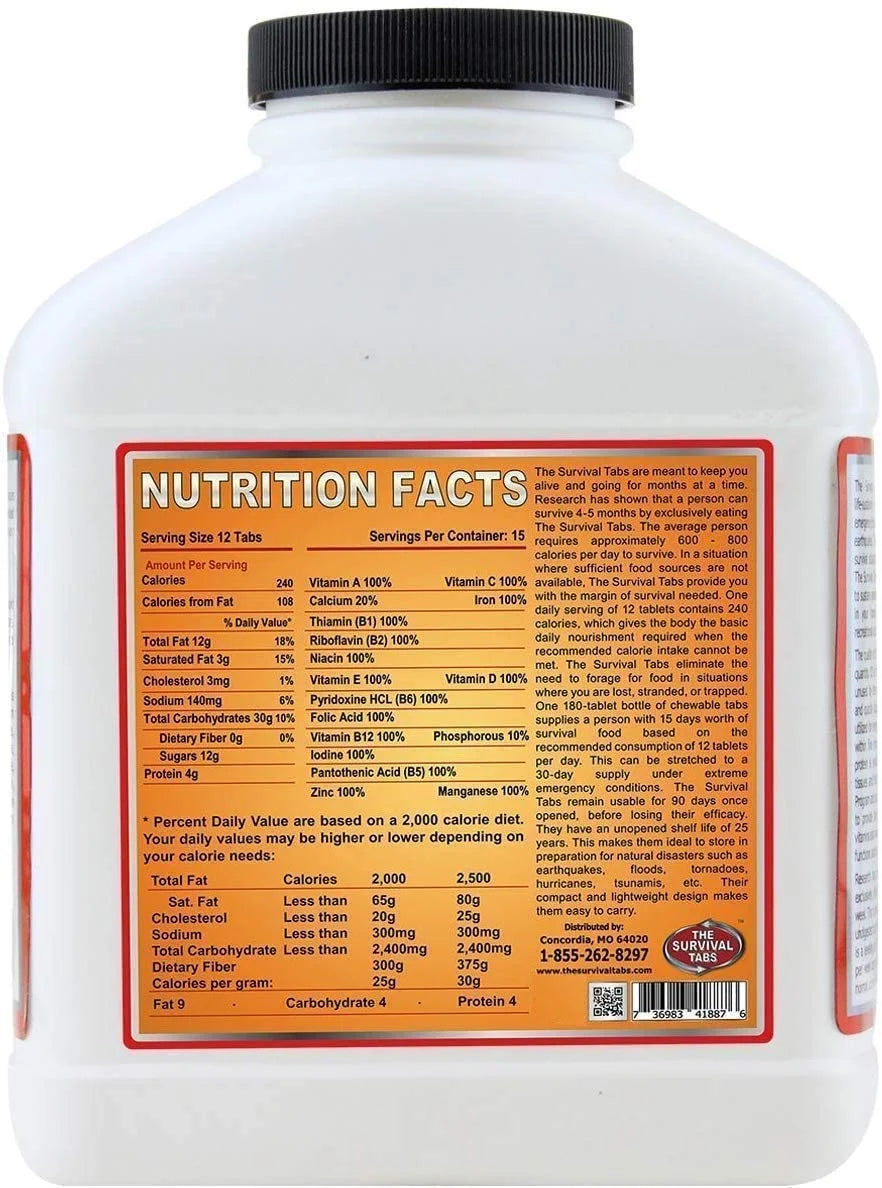 15-day Food Supply 180 Tabs Emergency Food Ration Gluten Free Non-GMO Butterscotch Z1835