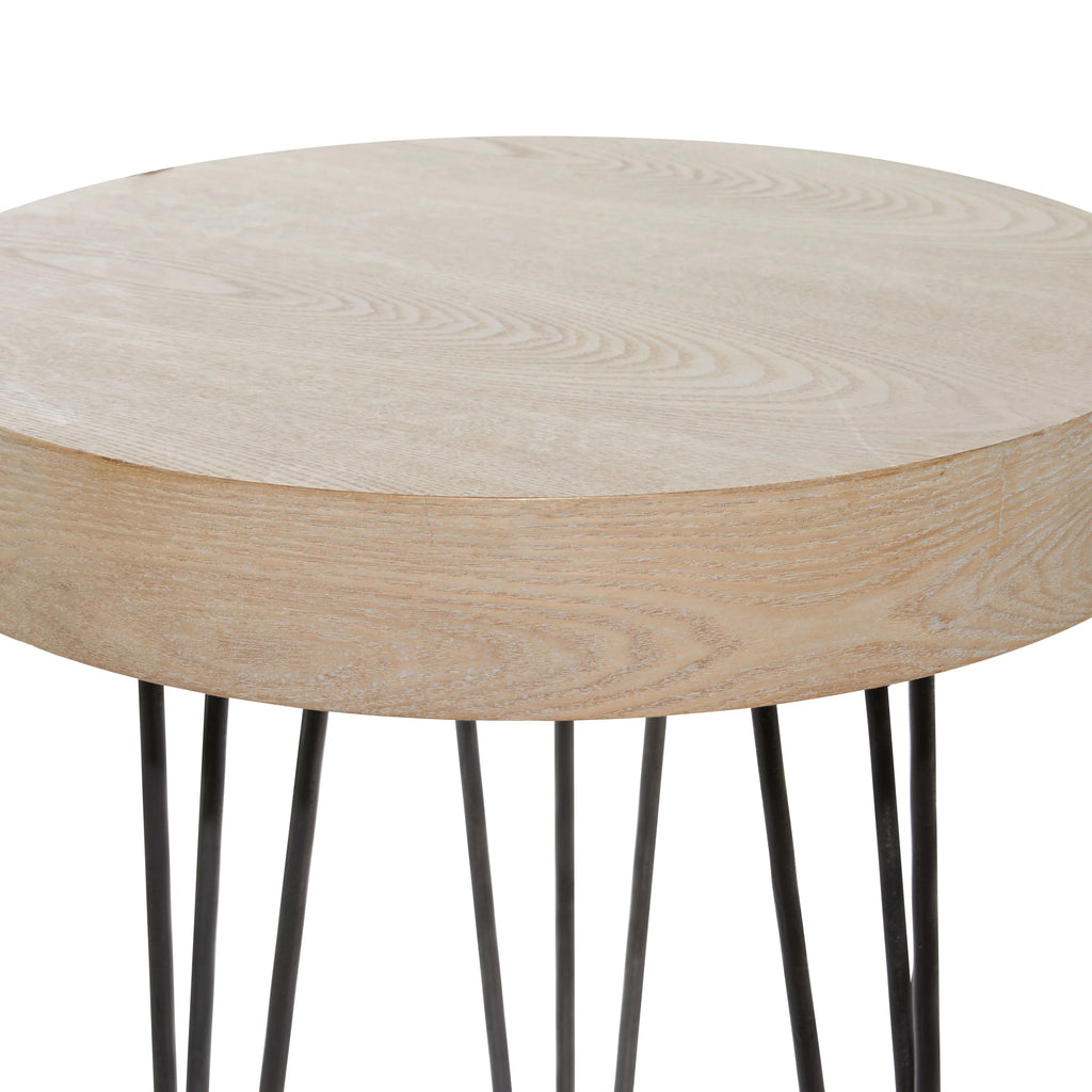 20" x 24" Brown Wood Accent Table with Black Metal Hairpin Legs N516784