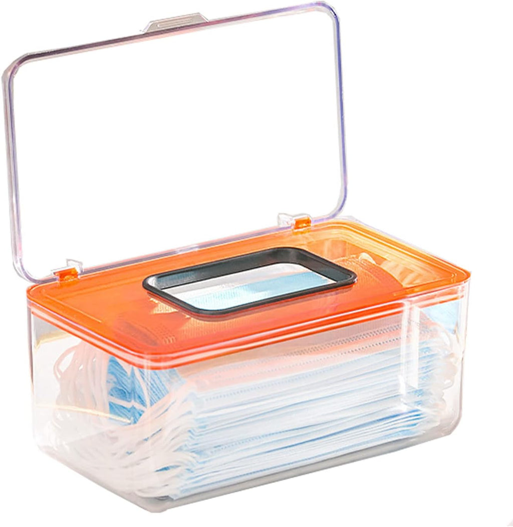 Blue Mask Storage Box with Lid Organizer A588544