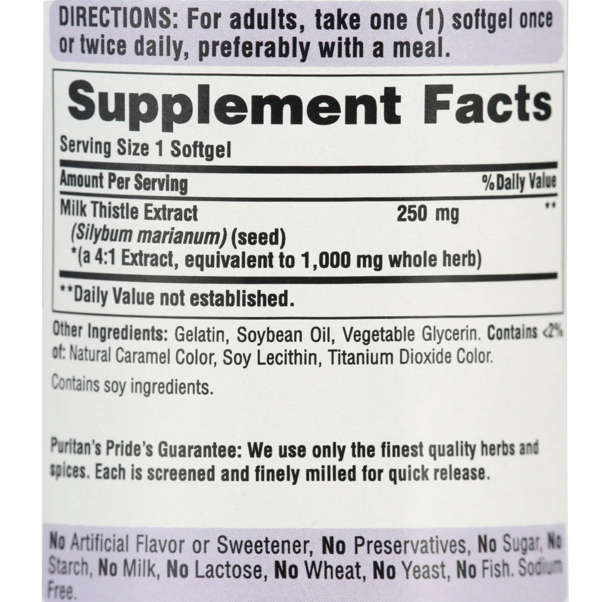 Milk Thistle 4:1 Extract 1000 Mg Softgels K250