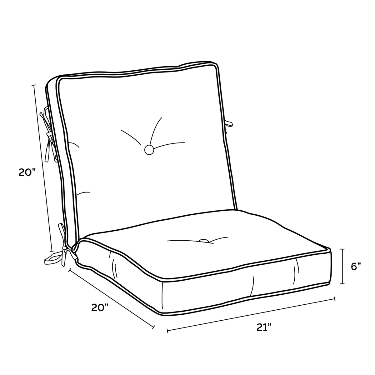Tufted Water Repellent Dining Chair Cushion, 20 x 21 D942