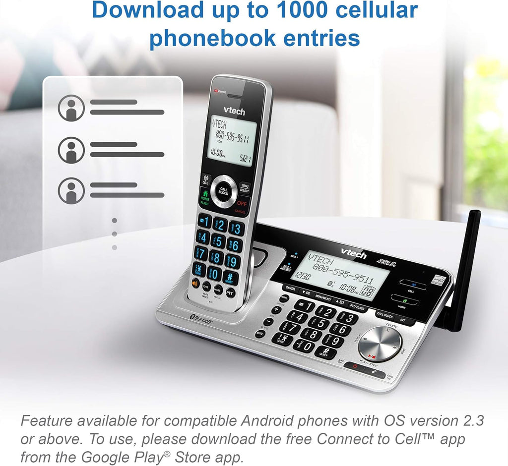 3 Handset Cordless Phone with Answering System, Silver & Black E755013