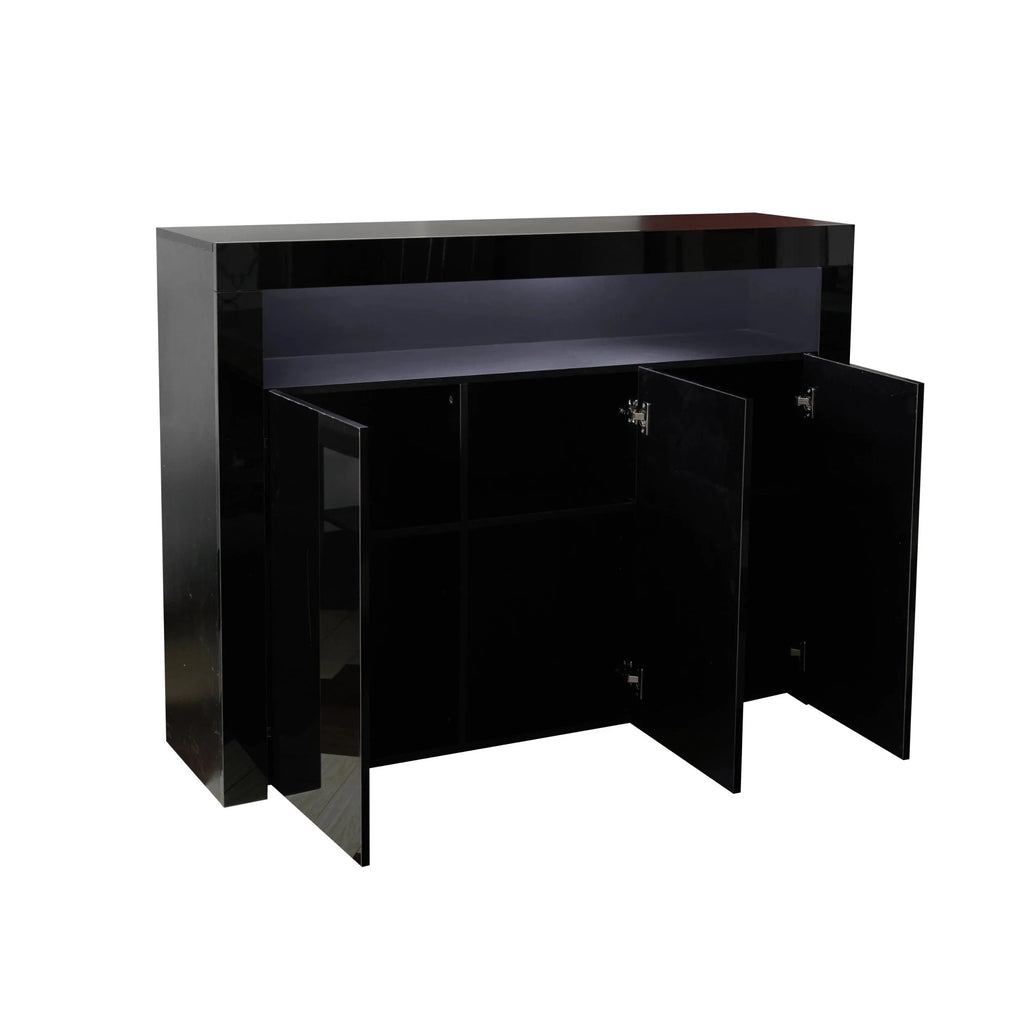 Black High Gloss Sideboard Storage Cabinet with LED Light Q8031