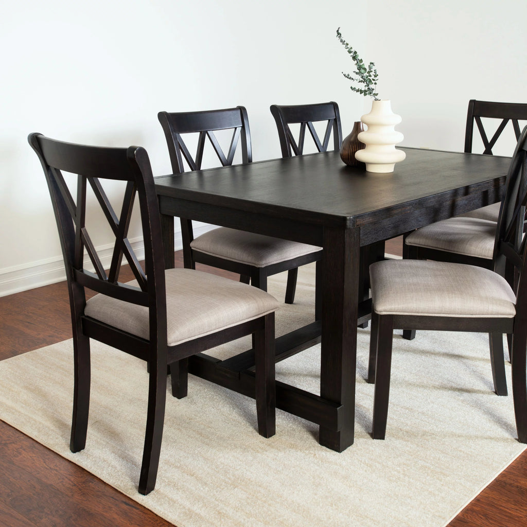 7-Piece Dining Set with 6 Cross-Back Chairs X802310