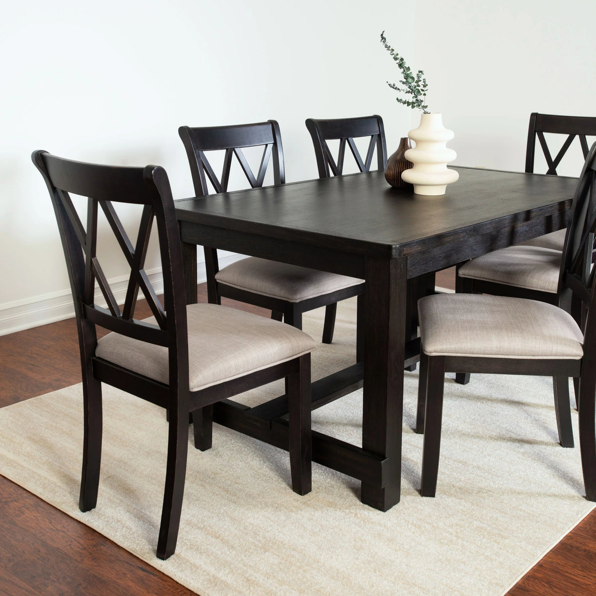 7-Piece Dining Set with 6 Cross-Back Chairs X802310
