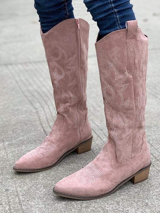 Embroidered Mid-Calf Boots Z432420
