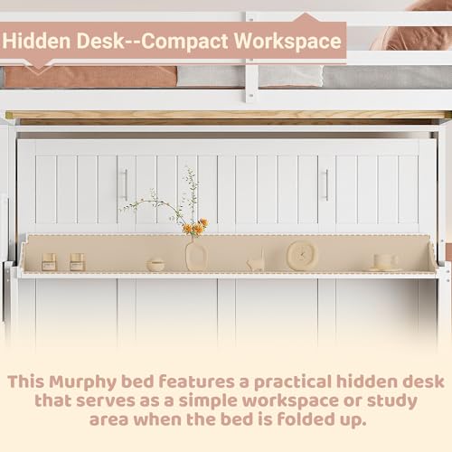 Grey Murphy Bed with Stairs and Desk O759264