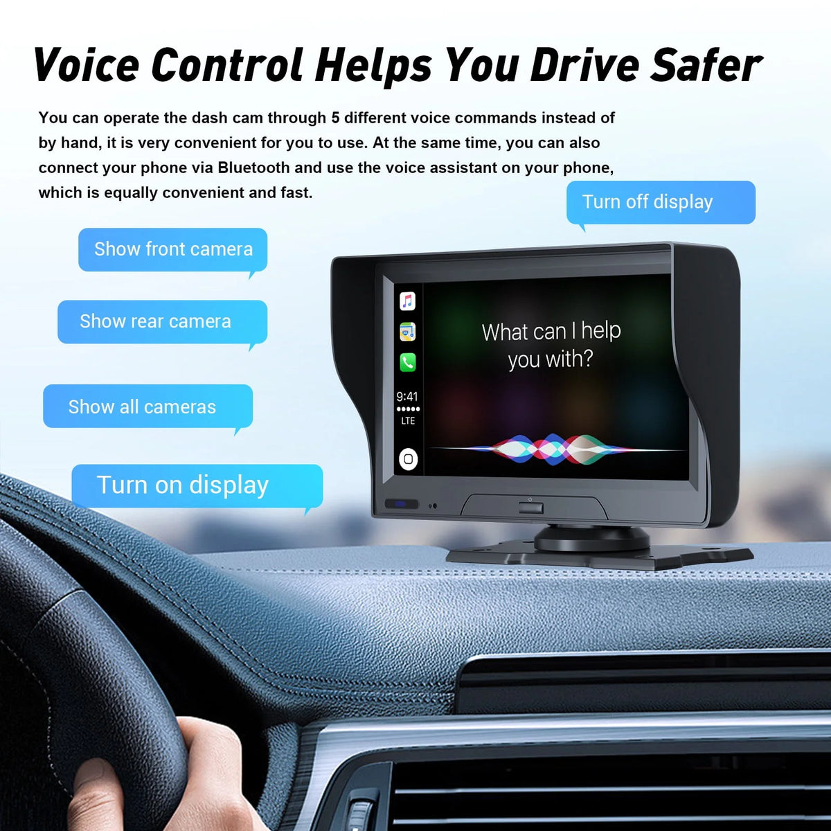 7 inch Touchscreen Wireless Apple Carplay Android Auto Dash Cam V732993