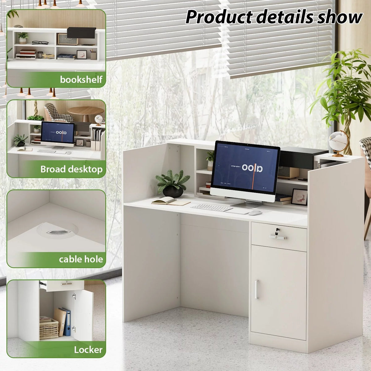 Rectangular Wood Reception Desk P1565