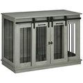 Large Dog Crate Furniture with Divider, Double Doors, 47" W x 23.5" D x 35" H, Oak Q350287