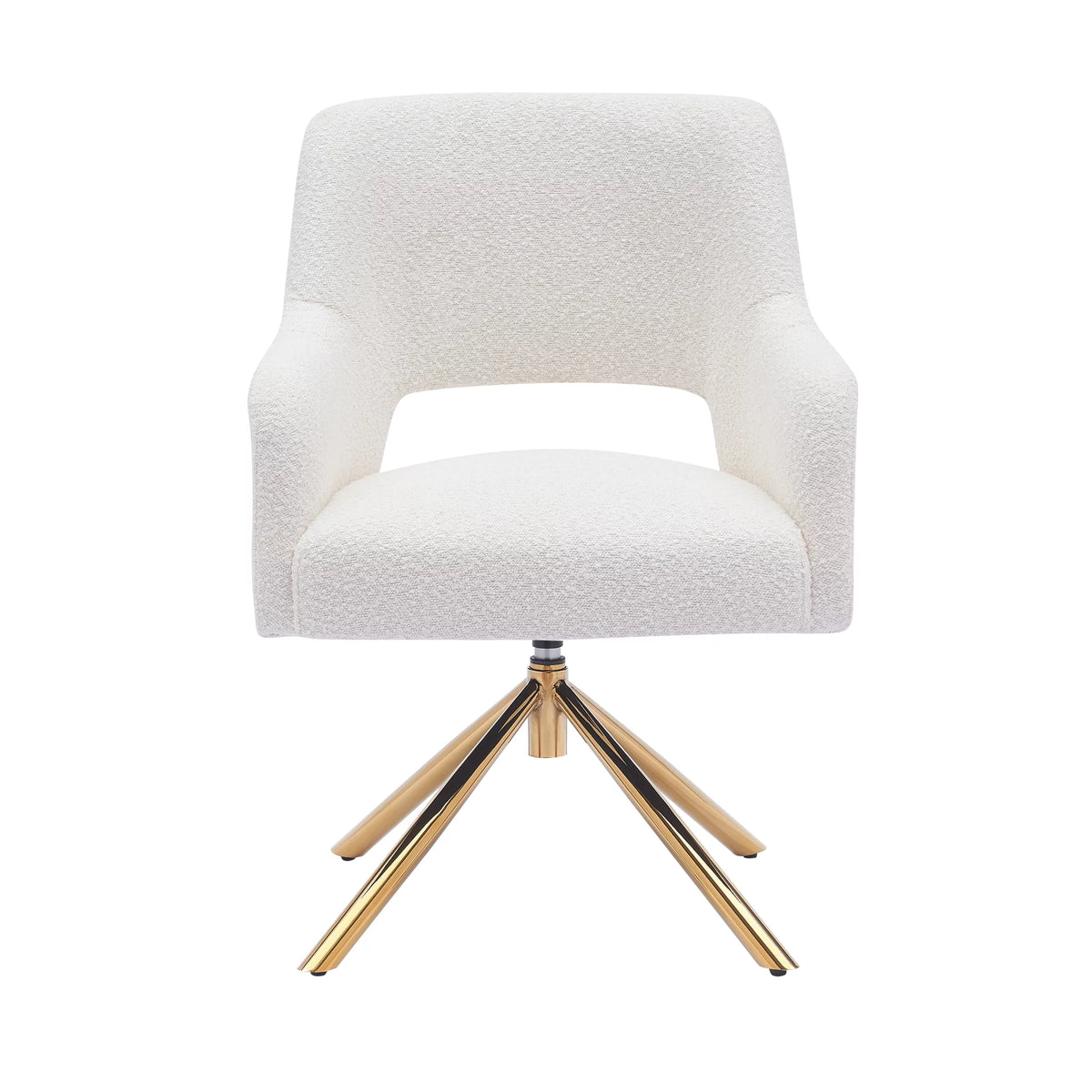 Cream Boucle Fabric Upholstered Swivel Accent Chair H872