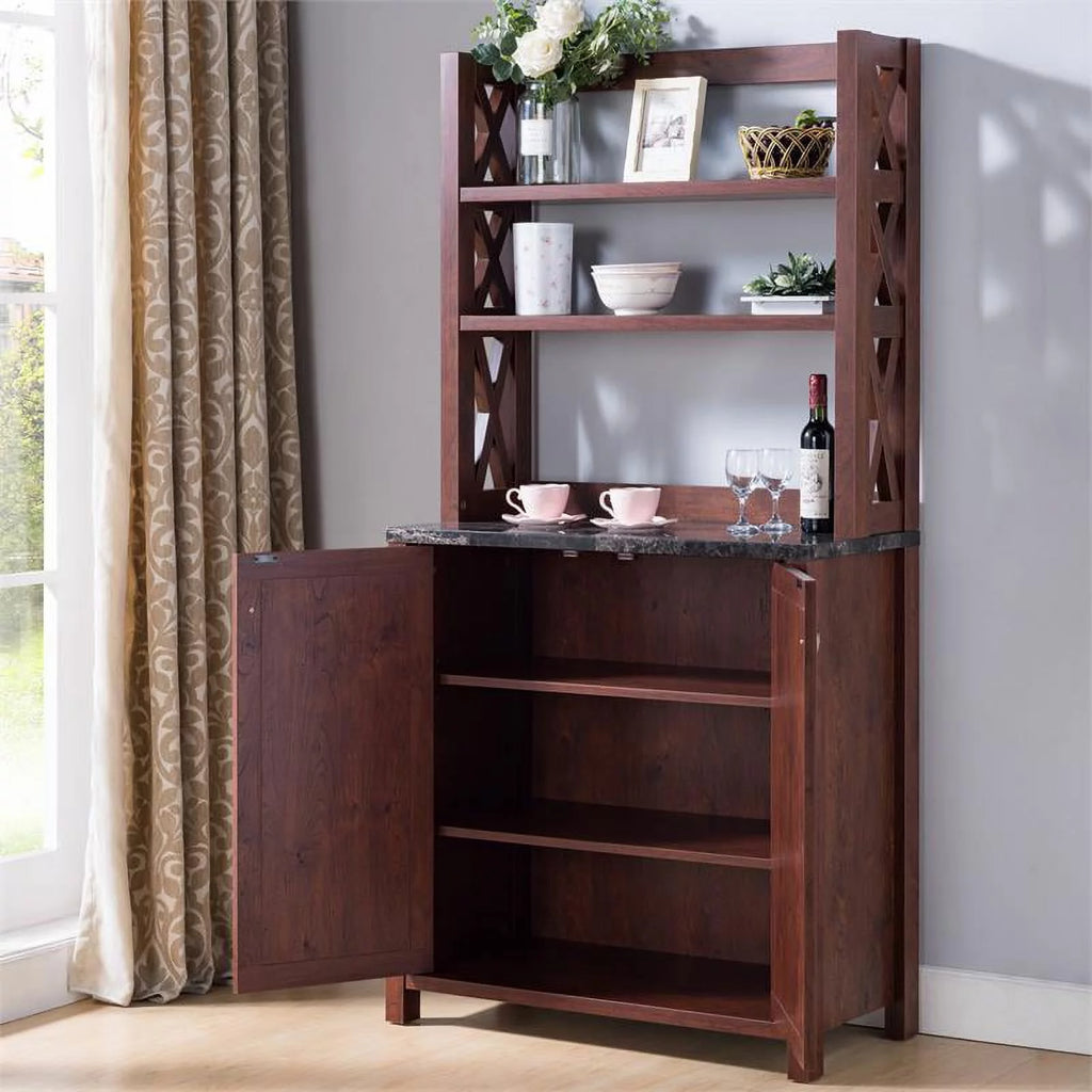 Rustic Wood Multi-Storage Baker Rack G15529