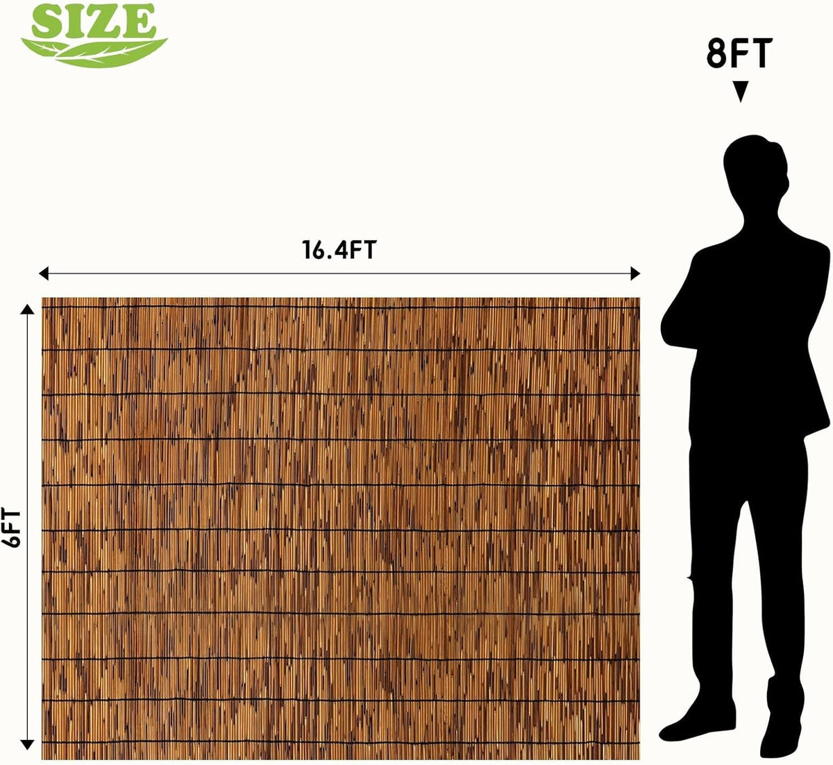 Bamboo Reed Fence 6 Feet High 6FT X 16.4FT Natural Reed Fencing Privacy Reed Screening Brown Q59299