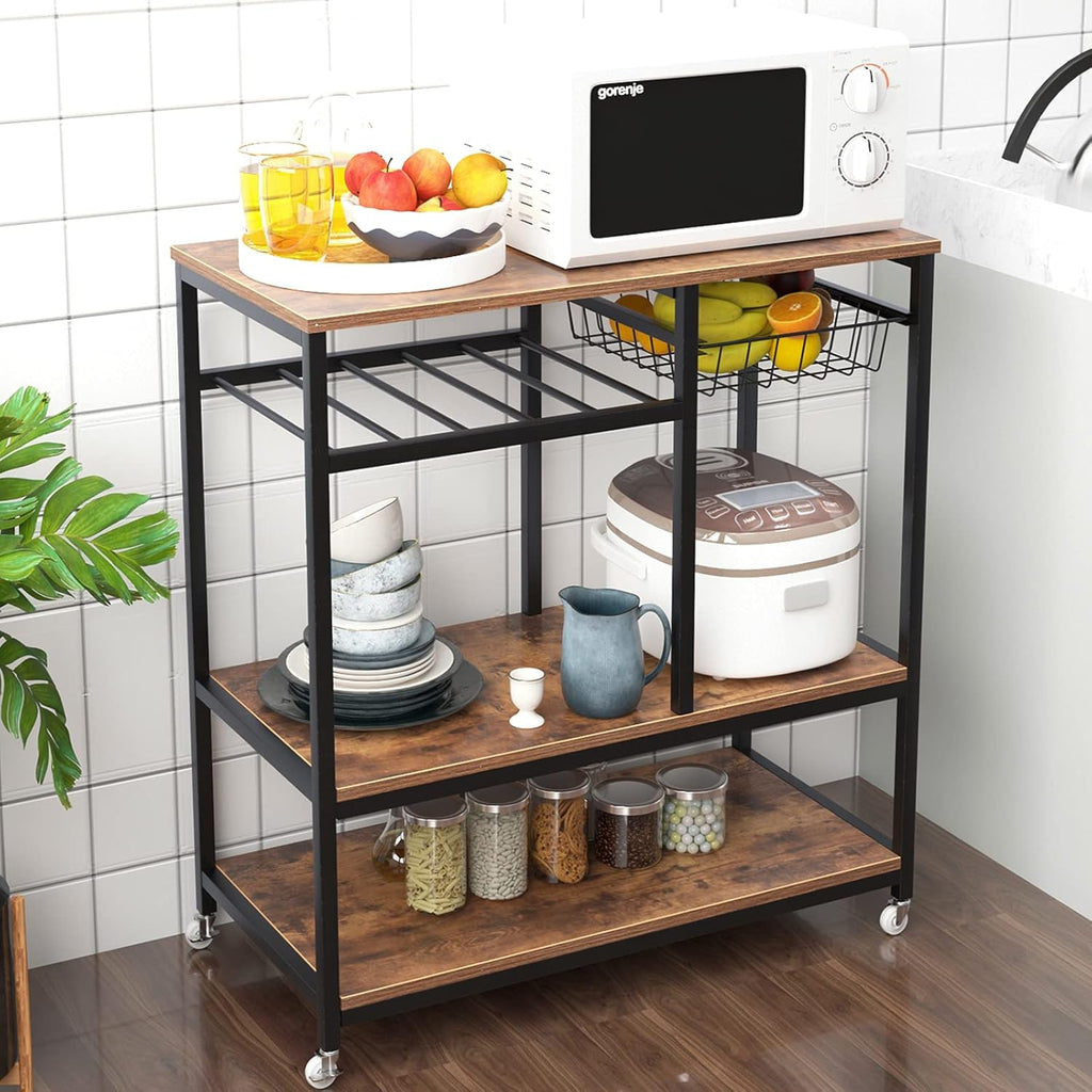 3-Tier Kitchen Baker's Rack with Drawer Black O284661