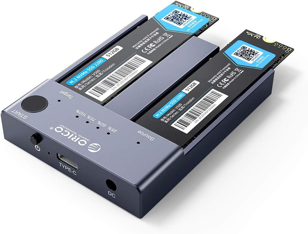 Dual-Bay NVME Docking Station, Tool-Free USB C to NVME SSD Enclosure for M Key PCIe 2242 2260 2280 22110 M.2 SSDs, Support Offline Clone Duplicator Function Up to 10Gbps D98379