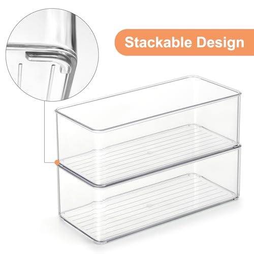 8 PACK Clear Stackable Storage Bins with Side Handles T905