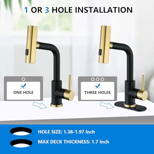 Brushed Gold Single Handle Pull Down Bathroom Faucet R4559