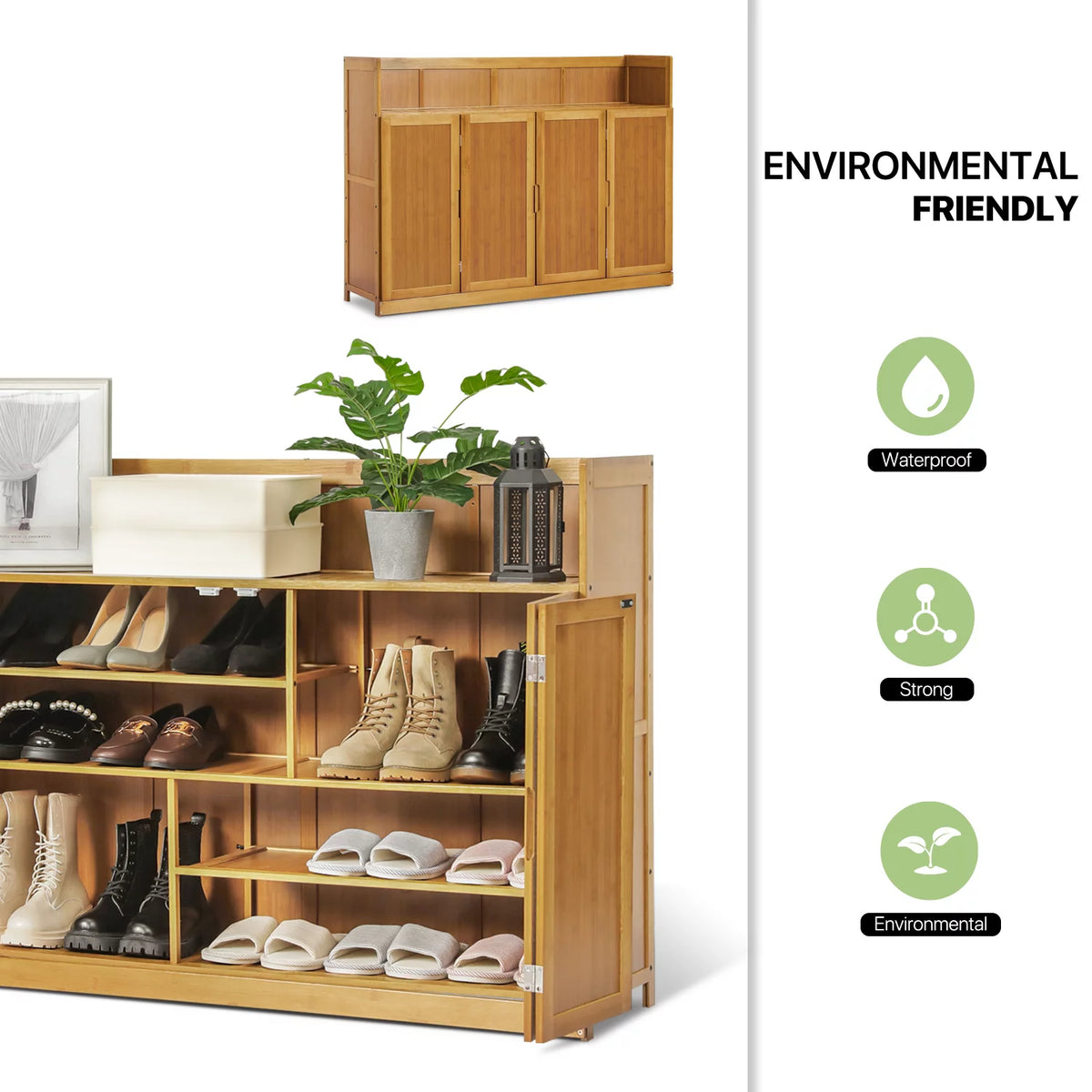 Bamboo 5 Tiers Shoe Cabinet with Door Z78679