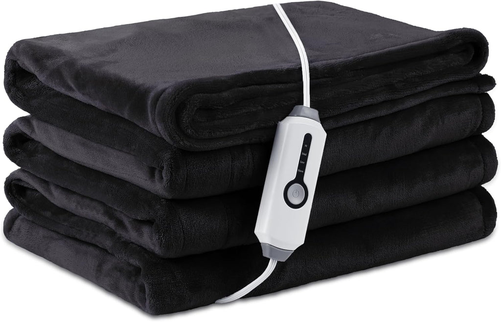 72" x 84" Full Size Dark Grey Flannel Heated Blanket R305