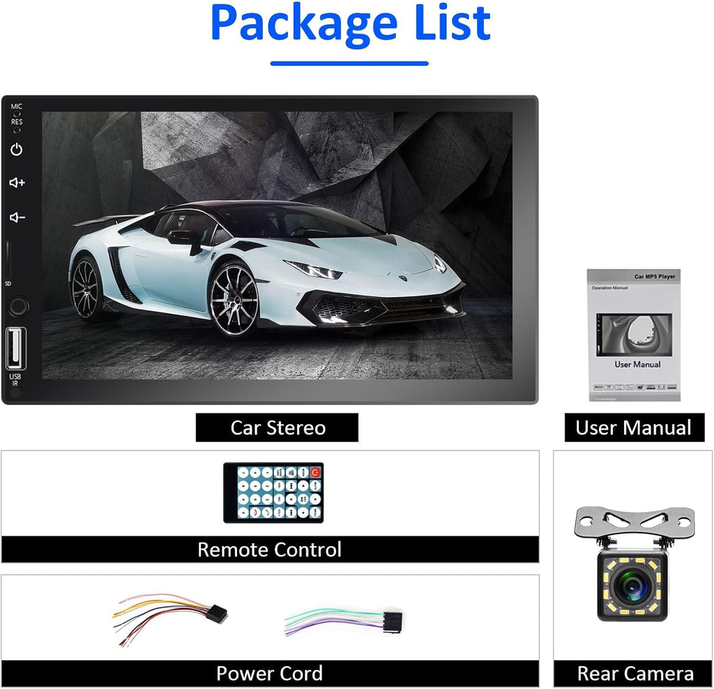 7 Inch Touchscreen Car Stereo with Backup Rear View Camera M165087