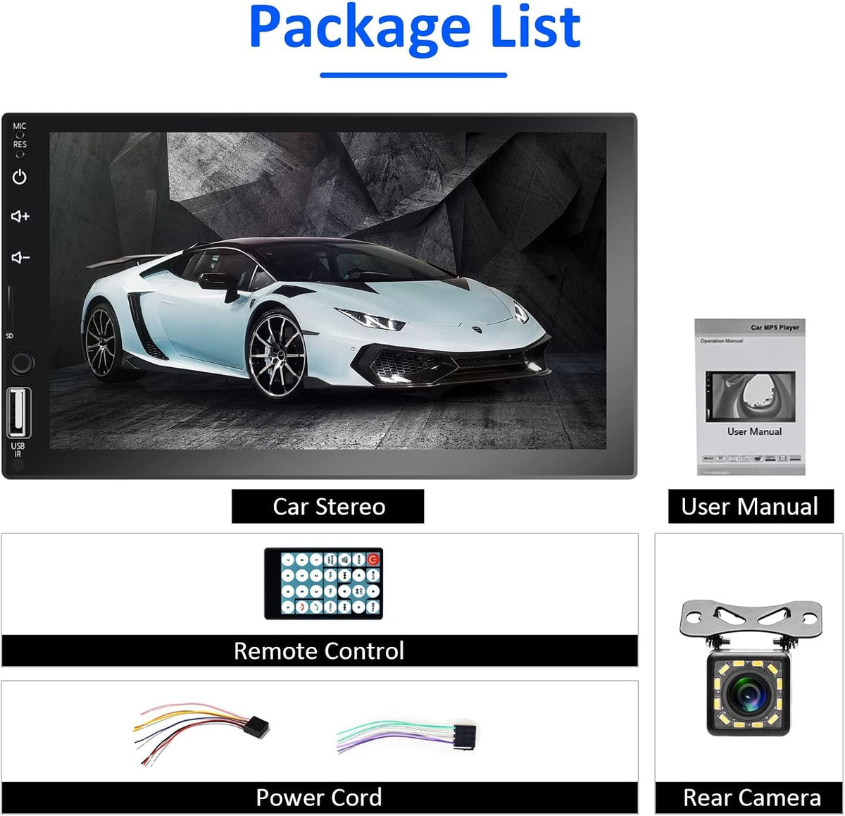 7 Inch Touchscreen Car Stereo with Backup Rear View Camera M165087