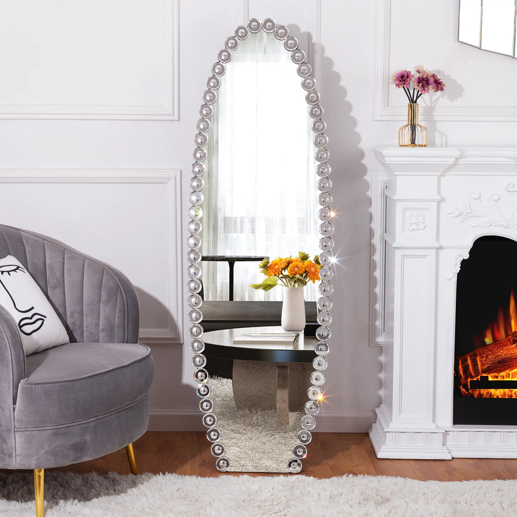Oval Jeweled Crystal Full Length Mirror 61"X19.7" C632