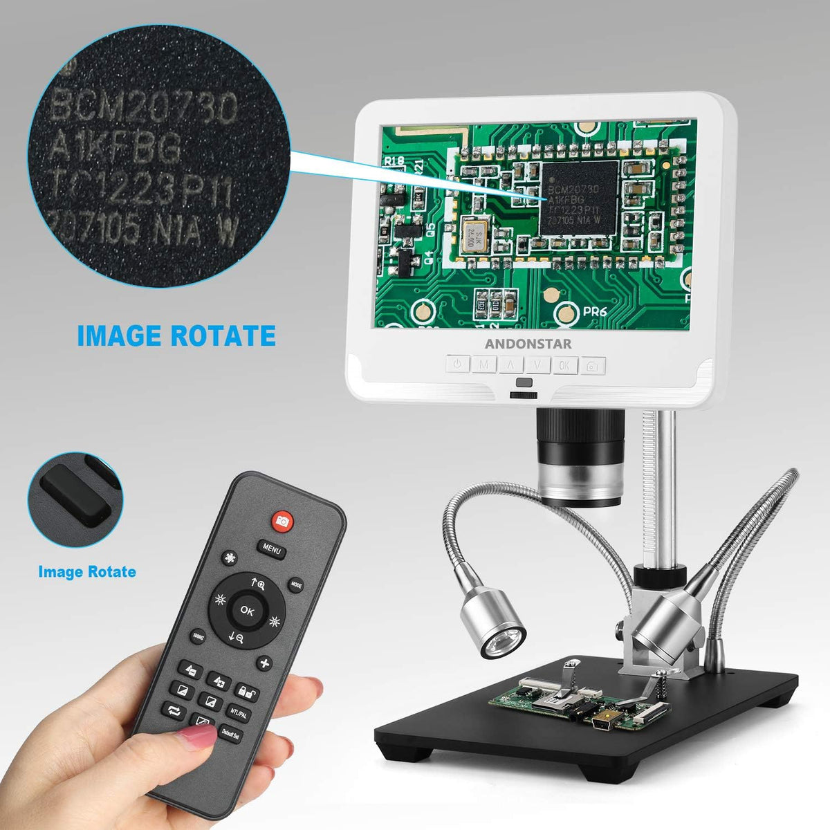 Digital Microscope 7 Inches LCD 1080P 200X Magnification Soldering Tool K66494