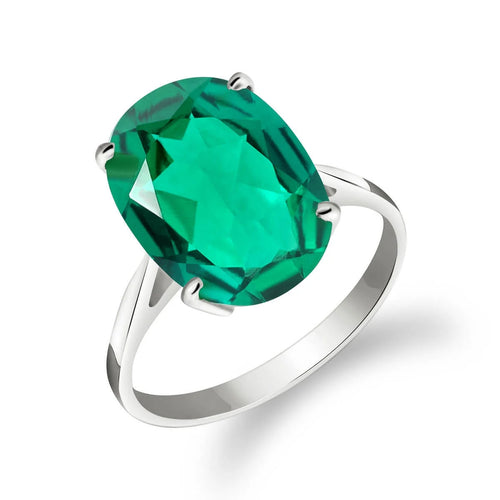 14K Solid White Gold Oval Cut Emerald Solitaire Ring P432