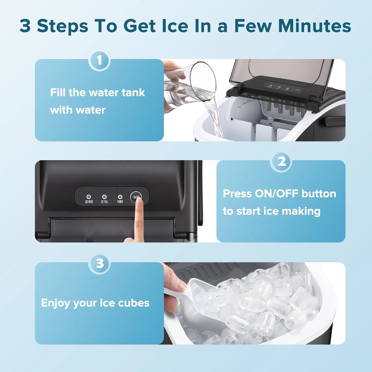 Portable Countertop Ice Maker 26lbs/24H Black W768889