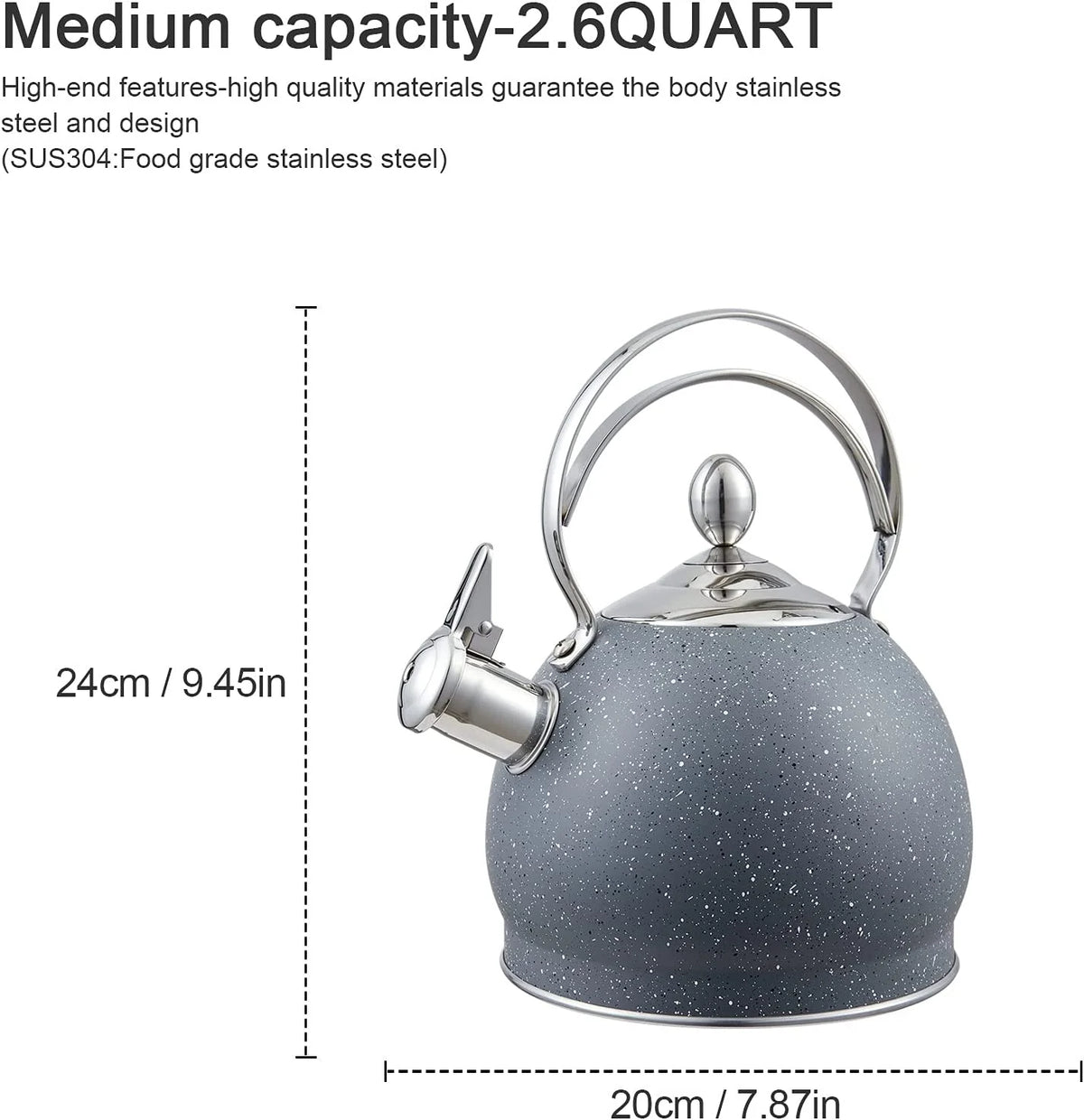 2.5 Qt Stainless Steel Whistling Tea Kettle R1686